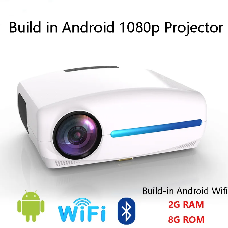 Smartldea Встроенный Android Wifi BT 1080P проектор собственный 1920x1080 пикселей Full HD видео игровой проектор LED 3D домашний кинотеатр проектор - Цвет: Android White