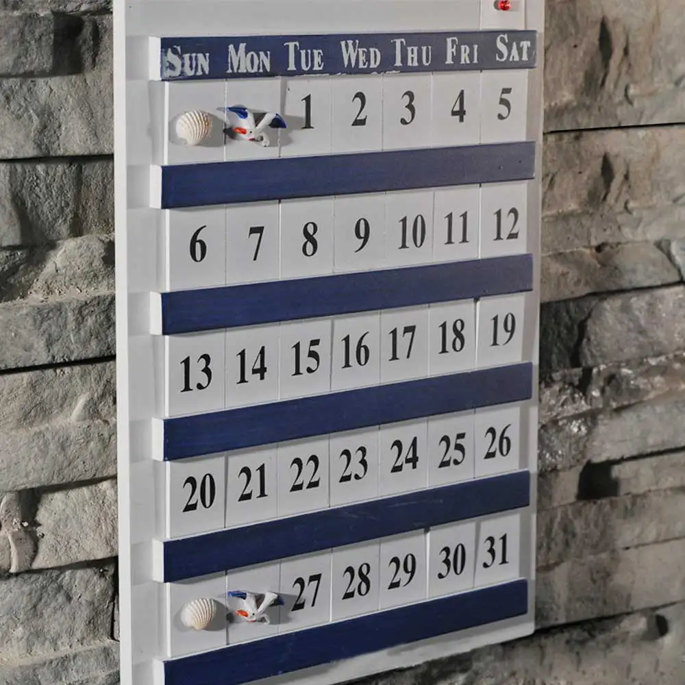 Branco Clássico de Madeira Sólida Mobiliário Decoração Calendário Perpétuo