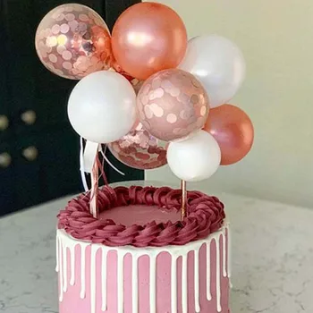 

1set Balloon Cake Topper 10pcs 5inch Balloons Kids Birthday Party Cupcake Topper Baby Shower Birthday Wedding Decor Supplies