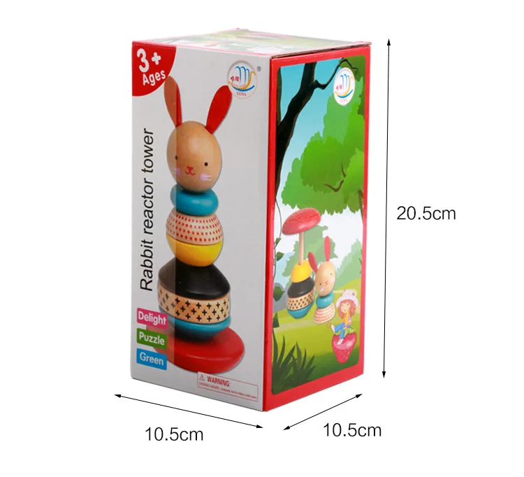 Wooden Bunny ENLIGHTEN Shake Tower Toys Towel Stack-up Rabbit Baby Tower CHILDREN'S Jenga Montessori Toy