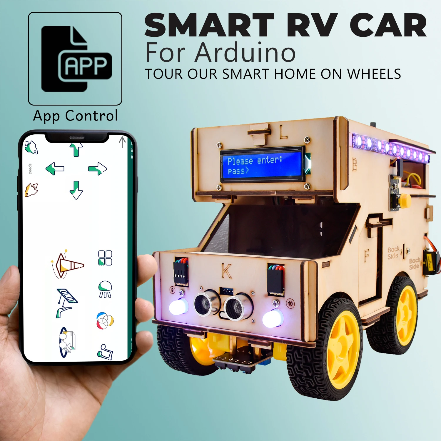 Стартовый набор для смарт-автофургона Keyestudio робот-автодом и автомобиль Arduino