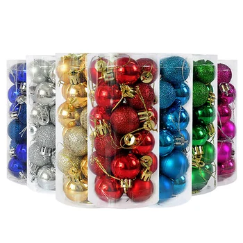 

24Pcs/box 3cm Christmas Tree Decor Ball Bauble Boutique Plastic Hanging Ball Ornaments Decorations for Home New Year Navidad