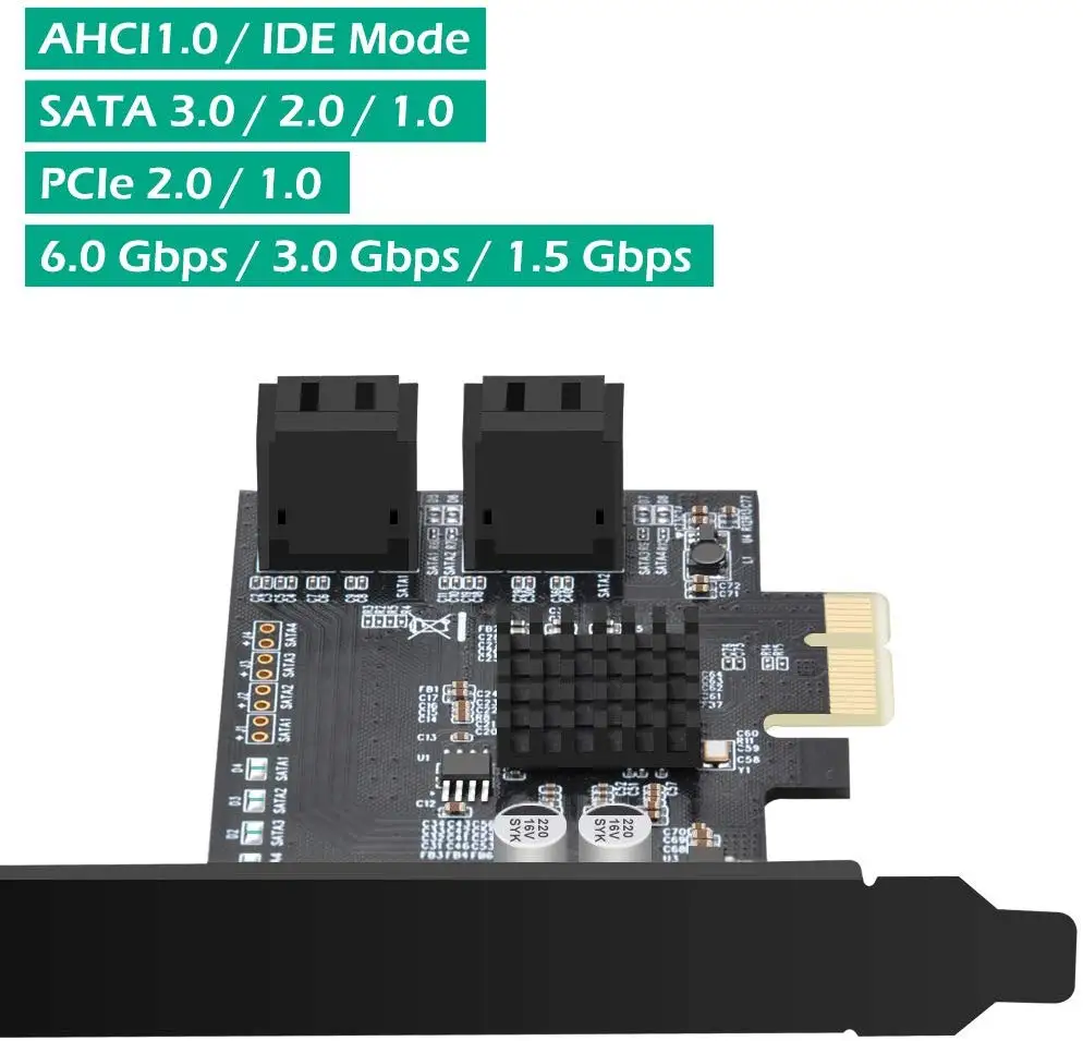 Placa de controle sata iii pcie, 6