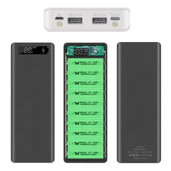 

Portable Power Bank Shell 10x 18650 DIY Battery Charger Box 5V 2A Power Bank Case with LED Flashlight Digtal Display No Battery