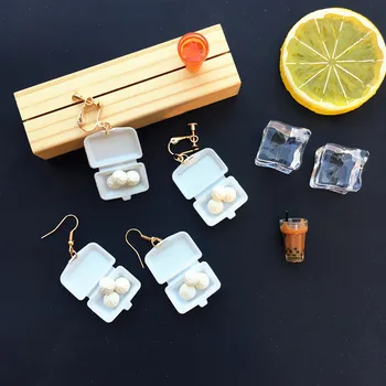 

new arrival Buns big funny resin drop trendy earrings for women2019 statment personality fun food play white clip on earrigns
