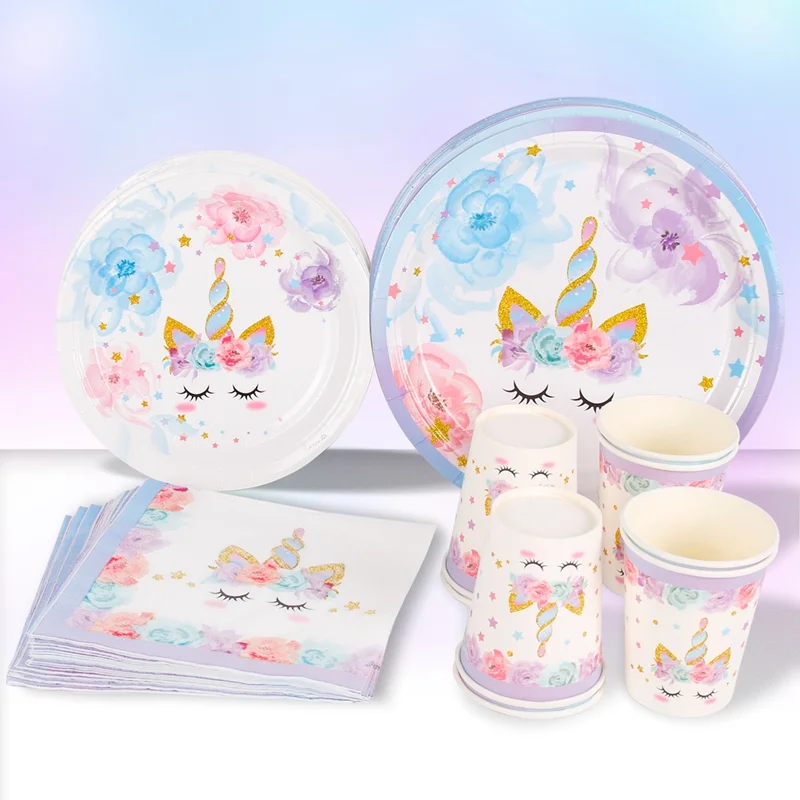 UnicornBirthdayPartyDecorationUnicornTablewarePaperPlatesCups