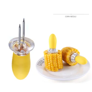 

Cob Holder, BBQ Kebab Skewers Stainless Steel Set of Corn Holders Non Slip BBQ Jumbo Food Holder Grips Forks for Christmas Party