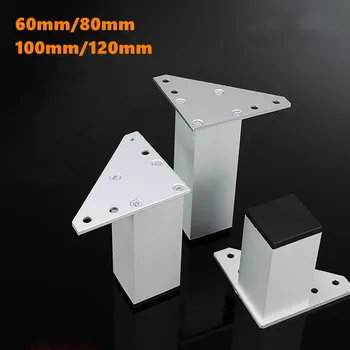preço Liga De Alumínio Grossa Para O Sofá Do Armário Da Tevê Pé Suporte Cama Riser 4 Pces Quadrados Pernas De Mesa Do Armário Da Mobília Do Metal Coffe