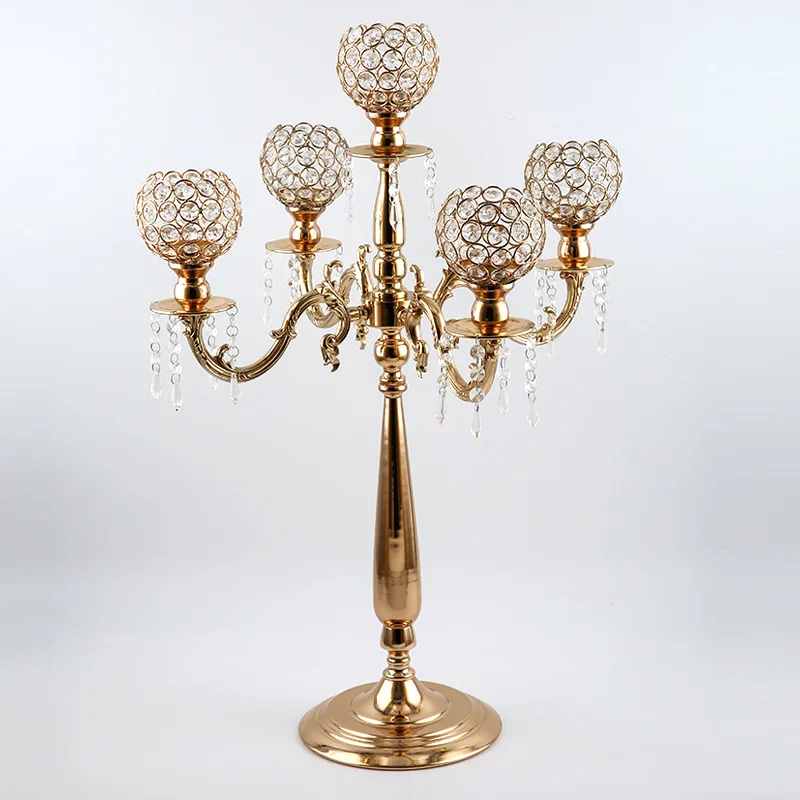 

Gold Crystal Candle Holders Decor, Table Centerpiece Candlesticks Holders for Wedding, Dining Room, Party, Holiday Decorations