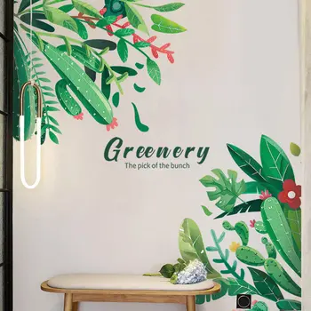 

Creative Green Plant Wall Sticker DIY Cactus Flowers Tropical Leaves Wall Stickers Modern Art Vinyl Decal Wall Mural Home Decor