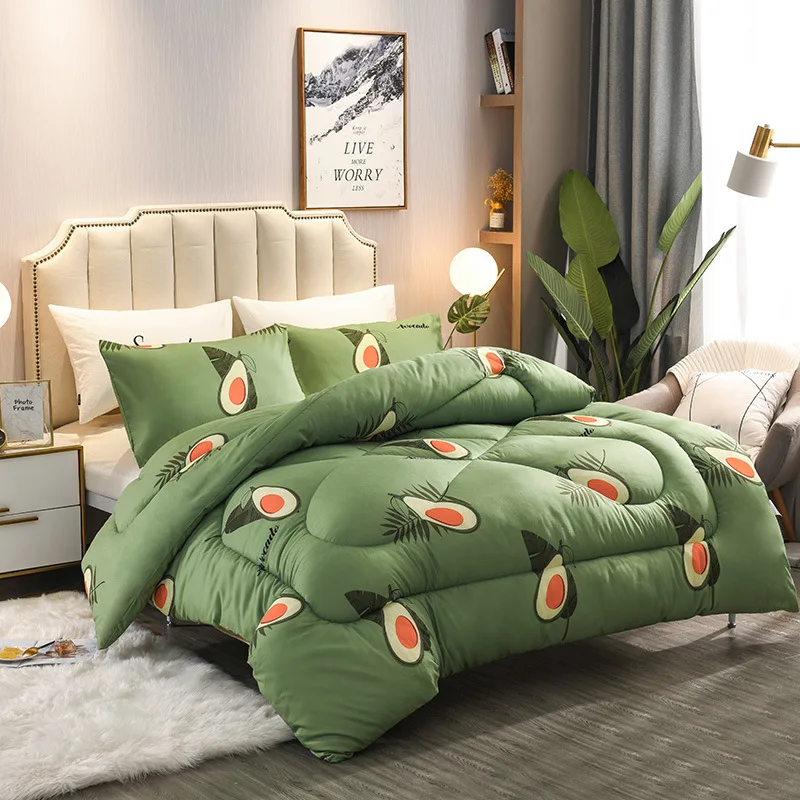 Весенне-осеннее уплотненное Стёганое одеяло с подогревом для одного студента, Двухслойное пуховое одеяло с алоэ вера, хлопковое зимнее одеяло - Цвет: Зеленый