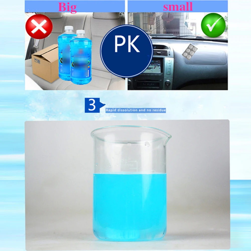 

6pcs = 24L Car Windshield Glass Washer Cleaner Compact Effervescent Tablets Detergent Car Cleaning Car Accessories