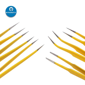 Pinzas electrónicas de precisión antiestática, pinzas de acero inoxidable, Punta curvada en pico, reparación de PCB para teléfono móvil 3