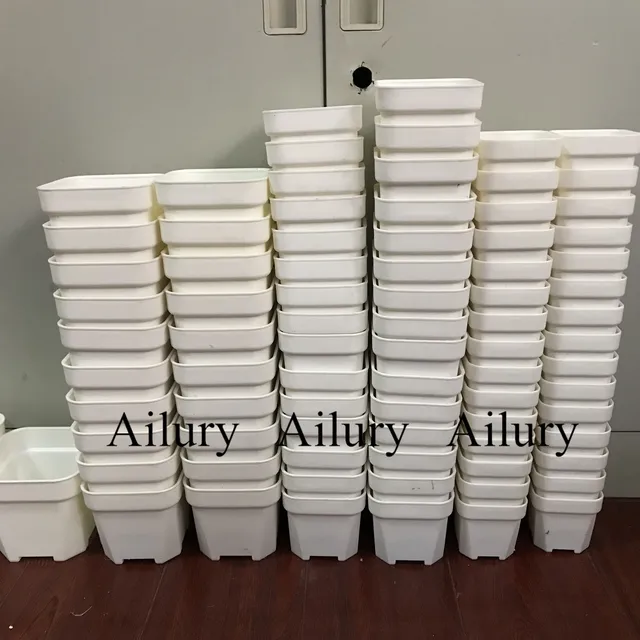 Négyzet Alakú Műanyag Kerek Vastag Zamatos Kis Fekete Növényi Virágcserepek, Fehér Zöld Ültetvények Cserepes Kert Bonsai Tartály - Image 2