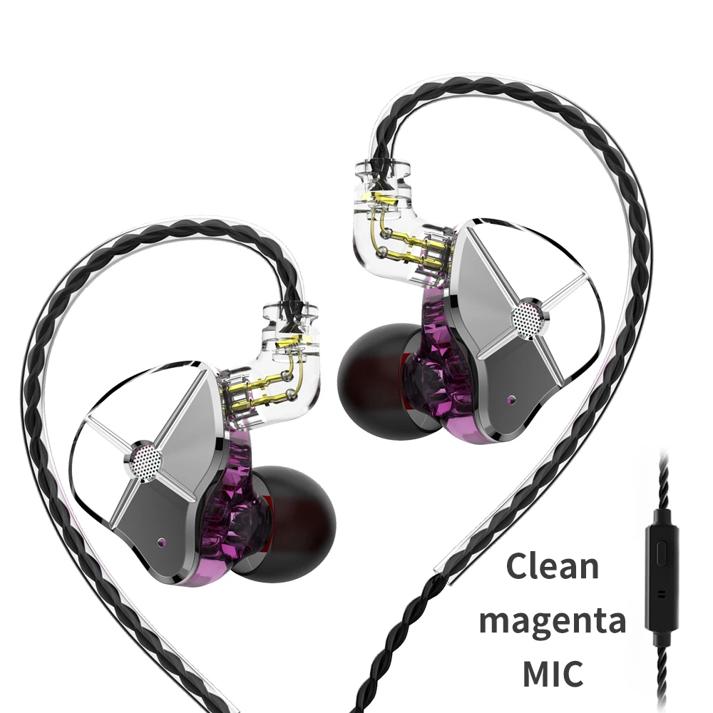 purple with mic AK TRN ST1 1BA+ 1DD Гибридный Металлический наушник в ухо IEM HIFI DJ монитор для бега спортивные наушники ушные наушники гарнитура наушники BA5/v90 - Цвет: purple with mic