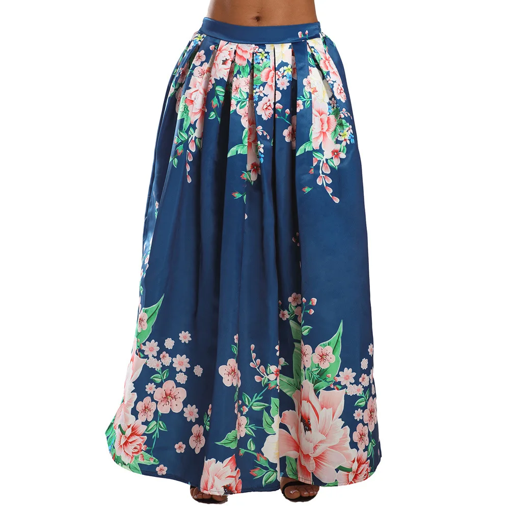 

Shi ying Europe And America Women's New Style Maxi Formal Dress Elegant Printed High-waisted Long Pleated Skirt 65124