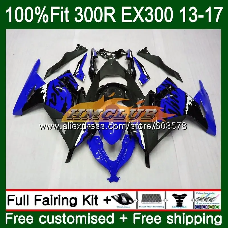 Инъекции для KAWASAKI NINJA ZX3R ZX 300R 13, 14, 15, 16 лет цвет: черный, синий 25CL. 50 EX300 ZX-3R ZX300R 2013 обтекатель
