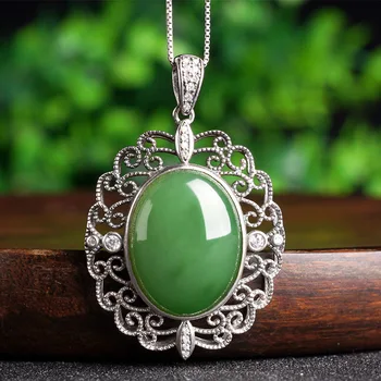 

with certificate of hetian jade pendant with direct manufacturers with natural green jade pendant retro atmosphere