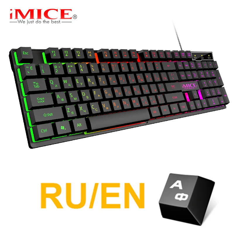 Gaming Keyboard Russian EN Imitation Mechanical Keyboard with Backlight Wired Gamer Keyboard USB Game Keyboards for Computer