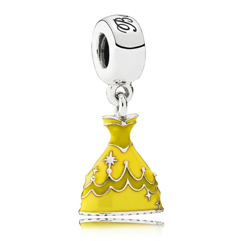 Ослепительная эмаль Принцесса Белоснежка Анна кулон платье Шарм Fit Pandora браслет 925 пробы серебряные ювелирные бусинки - Цвет: 7