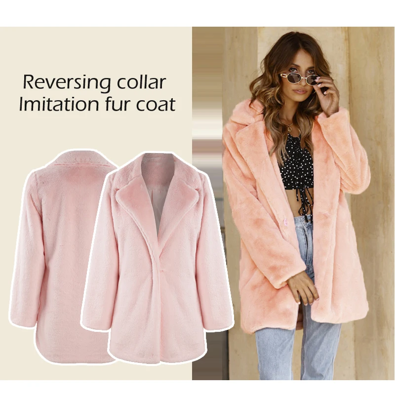 HDY Haoduoyi European And American Simple Retro Temperament Solid Color Classic Lapel Faux Fur Coat