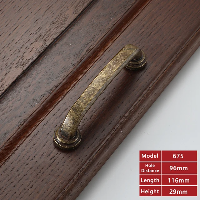 AOBT Retro Metal Antique Brass 96mm 128mm Kitchen Cabinet Door Handle Furniture Drawer Knobs Wardrobe Cupboard Pulls Handles 610 675-96 mm