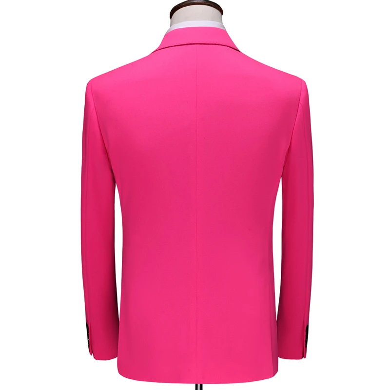 Plyesxale Розовый Красный смокинг для свадьбы для мужчин Slim Fit роскошные мужские s формальный костюм розовый фуксия красный желтый 3 шт. костюмы мужской Q713