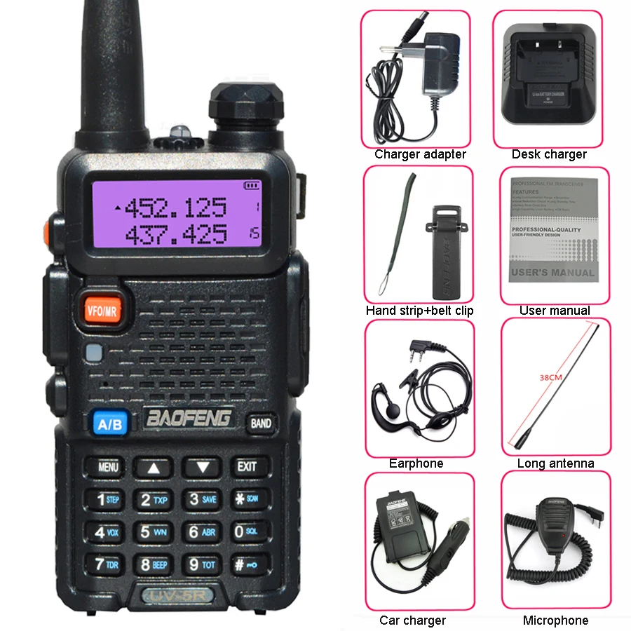 BaoFeng walkie talkie UV-5R two way cb radio upgrade version baofeng uv5r 128CH 5W VHF UHF 136-174Mhz & 400-520Mhz wireless walkie talkie Walkie Talkie