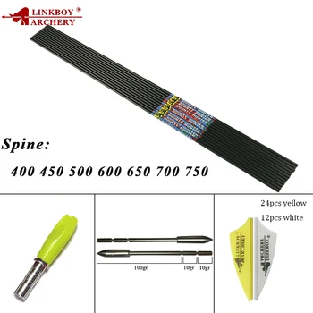 

12pcs Linkboy Archery Pure Carbon Arrows Shaft ID3.2MM Spine400 450 500 600 650 700 750 Arrows DIY Accessories Hunting Shooting