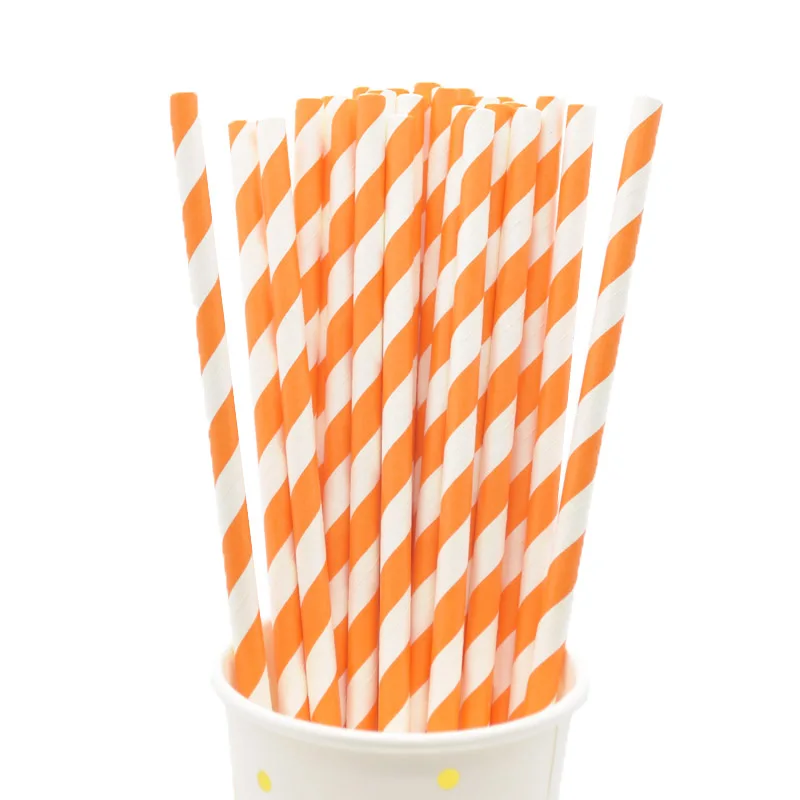 25pc Orange Straw Однотонные бумажные тарелки и стаканы вечерние одноразовые столовые приборы для детей на день рождения DIY украшения для детского душа принадлежности для пикника - Цвет: 25pc Orange Straw