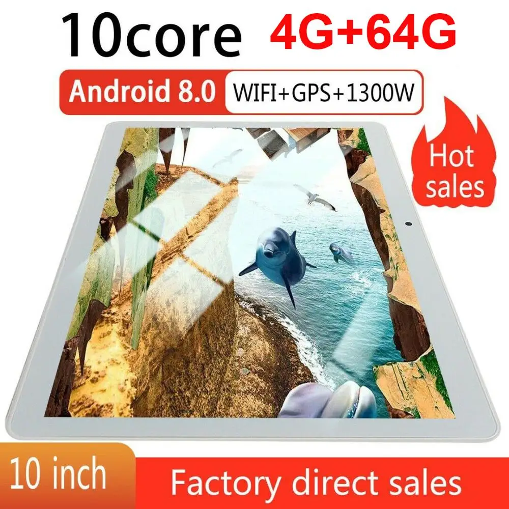 1" дюймовый планшетный ПК 4+ 64 ГБ Android 8,0 Две сим-карты Двойная камера gps Wi-Fi фаблет планшет Android от фабрики
