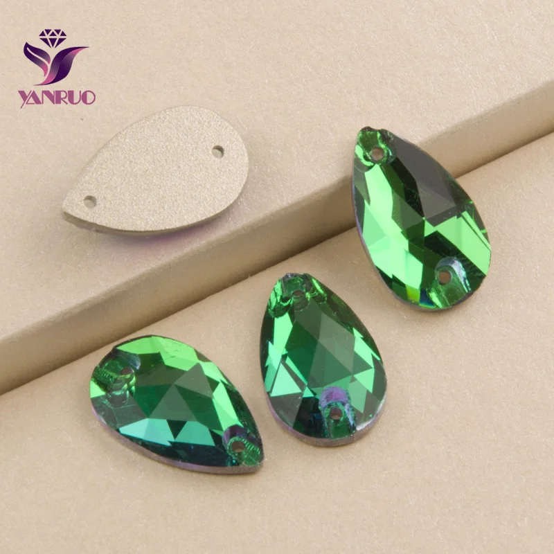 YANRUO 3230 капля изумруд пришить стразы Зеленый Стразы плоская спина s одежда Камни
