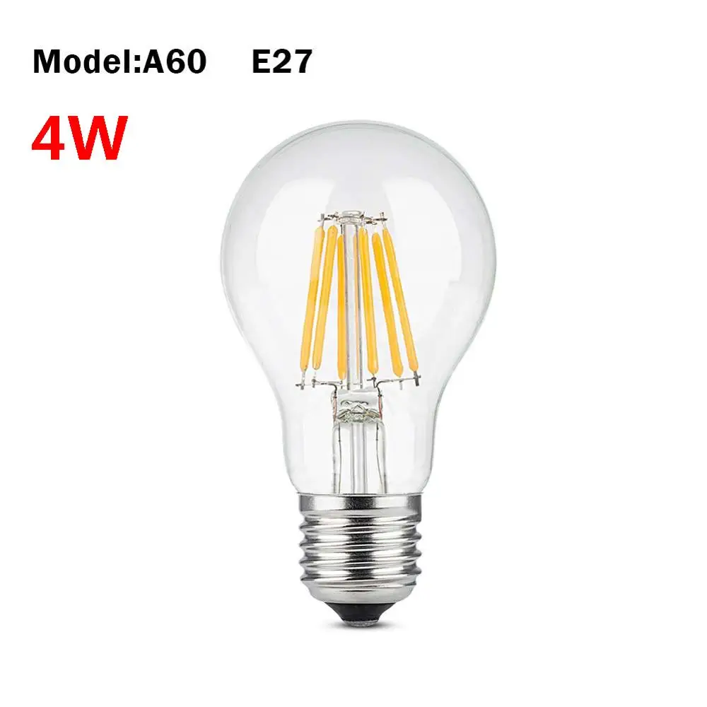 4W A60 E27E14 220V ST64 G80 G95 G125 A60 C35 светодиодный светильник Эдисона с нитью накаливания, сменные винтажные лампы накаливания, атмосферные ампульные лампы - Цвет: 4W A60