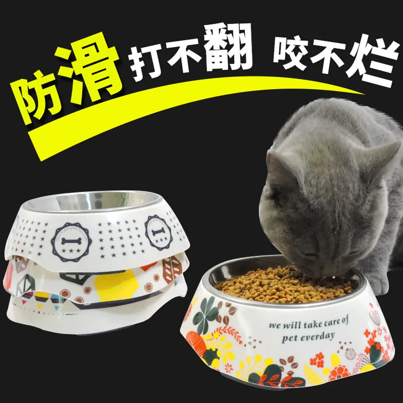 

Doggie Bowl Dog Bowl Bowl gou shi pen Cat Food Holder Stainless Steel Double Bowl Single Bowl Teddy gou liang wan Anti-slip Pet