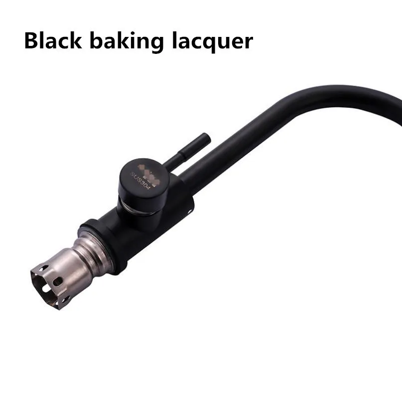 Home Kitchen 304 Stainless Steel Black Paint Hot And Cold Mixed Faucet Dishwashing Sink Tap 360 ° Rotating Washbasin Bibcock