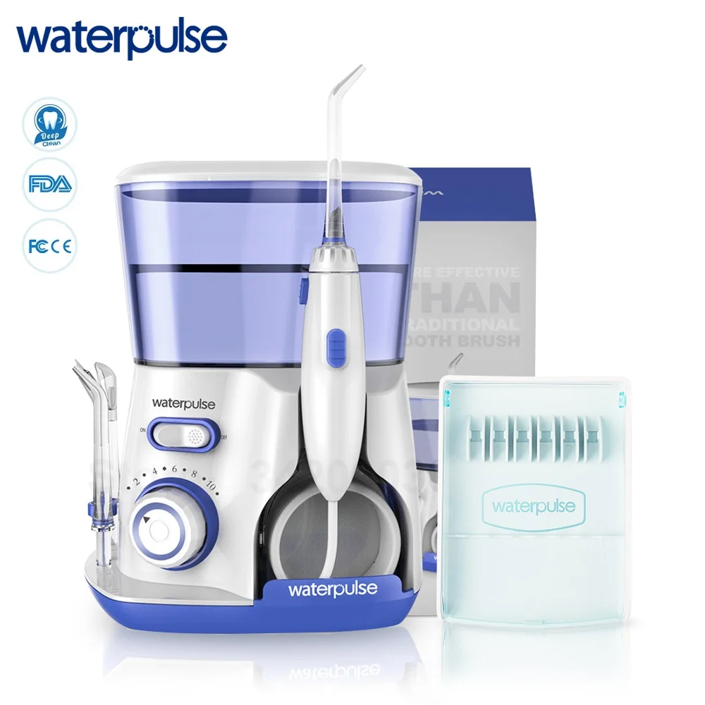 Waterpulse V300 Oral Irrigator Water Flosser Dental Flosser With 5 Jet Tips and Case Electronic Dental Irrigator Teeth Cleaner