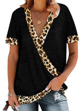2021 Summer Fashion Leopard Print Short-Sleeved Top Casual Loose V-Neck T-Shirt Ladies Casual Plus Size T-Shirt Streetwear Tops