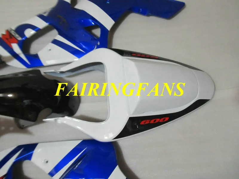 Литья под давлением обтекатель комплект для GSXR600 750 K1 01 02 03 GSXR 600 GSXR750 2001 2002 2003 белого и синего цвета Обтекатели Кузов+ подарки SH51