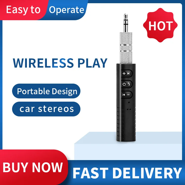 Kit de manos libres con Bluetooth para coche, adaptador de Audio MP3, música, receptor de auriculares, Aux, 3,5mm, envío directo, 2020