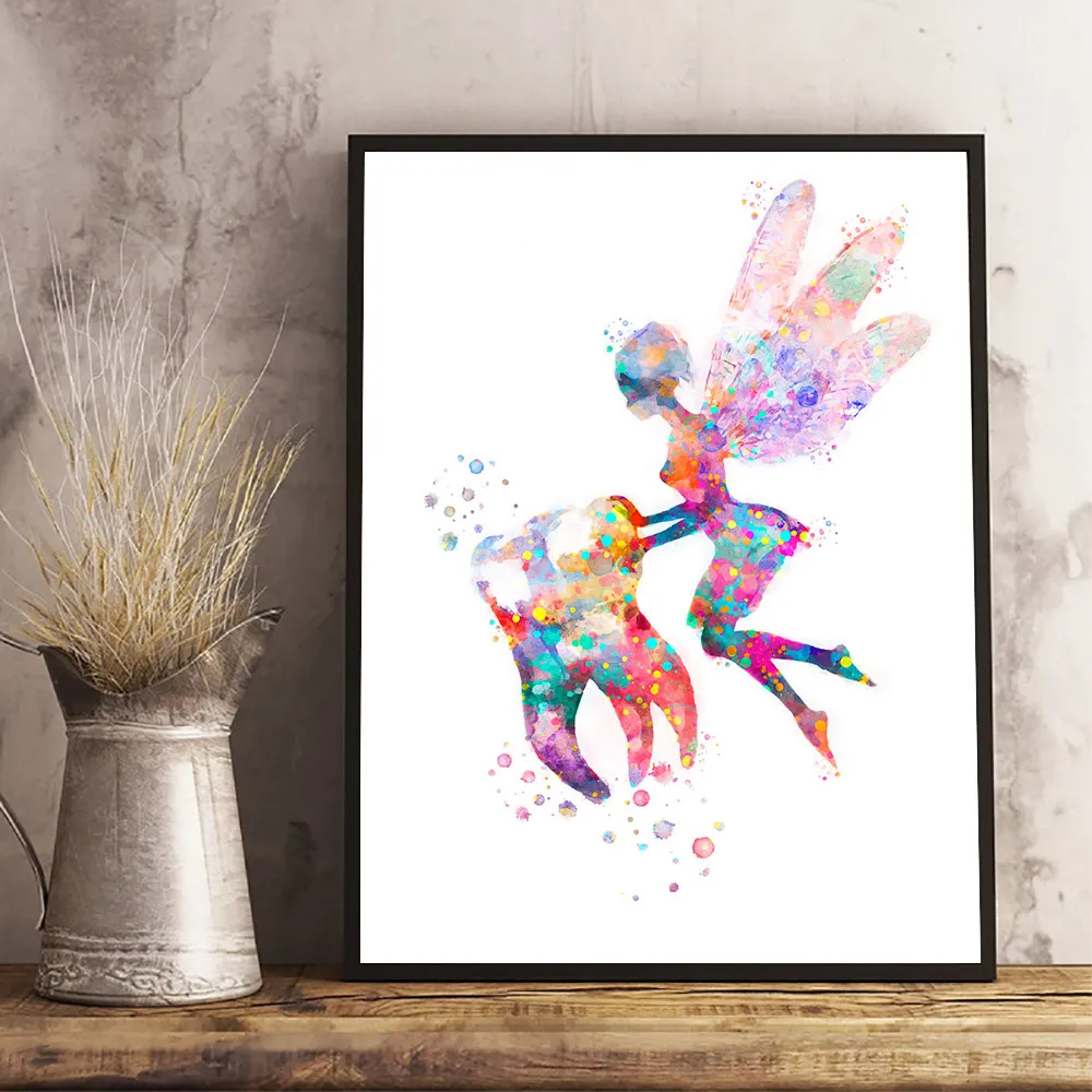 Dental-Art-Tooth-Fairy-Canvas-Painting-Watercolor-Wall-Art-Poster-Dental-Hygienist-Canvas-Print-Teeth-Wall