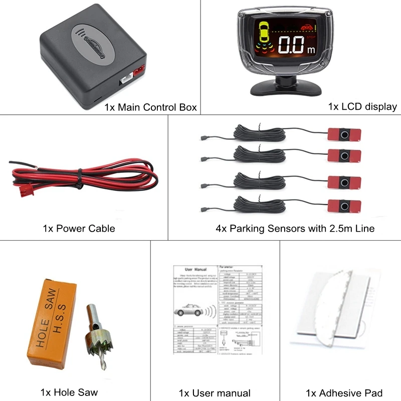Парковочный радар для автомобиля lcd/светодиодный/Buzz парковочные датчики с 4 датчиками обратный резервный дисплей Парковка-Радар монитор детектор системы 16,5 мм