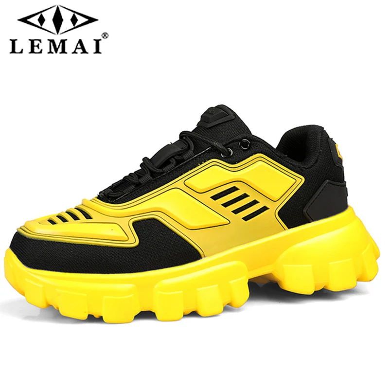 

LEMAI Couple color matching daddy shoes thick soles increased casual shoes wild plus velvet sneakers