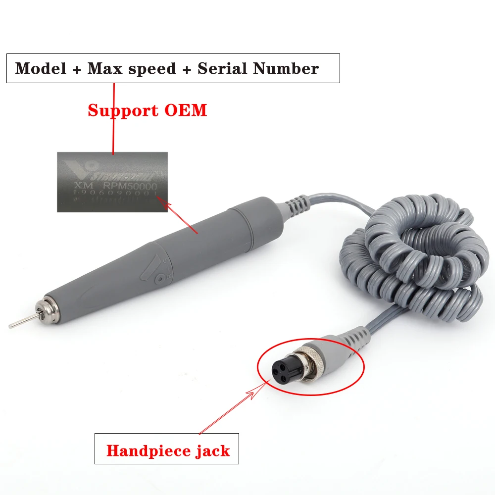 STRONG DRILL 50K RPM nail dental handpiece polishing micromotor non-carbon brush handpiece 2.35mm 1 piece 6