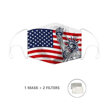 

Print Face Mouth Mask with 2pcs PM2.5 Carbon Filter Independent Days Design Dustproof Face-muffle for Cycling Outdoor