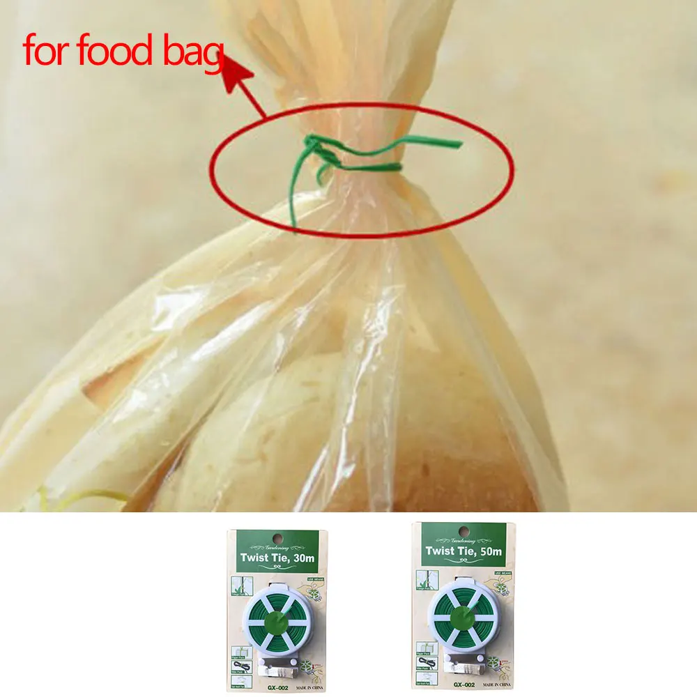 

2pcs 30/50m Plant Twist Tie Wire Cable Reel With Cutter Garden Twist Tie Green Coated Wire for Plant Support Gardening