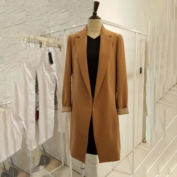 

[EWQ] 2020 Spring Autumn New Pattern Notched Long Sleeve Solid Patchwork Long Suit Coat Women Blazer Femals Women 3AJ89804XL