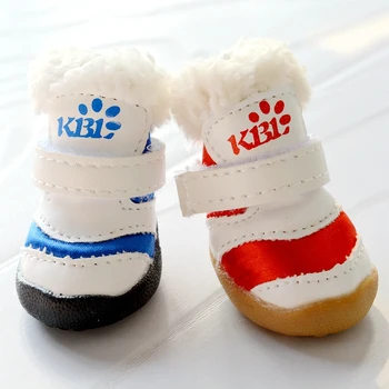 

4pcs/lot Winter Pet Dog Shoes Anti-slip With Fur Warm Small Medium Animal Snow Puppy Shih Tzu Bichon Boots Footwear Accessories