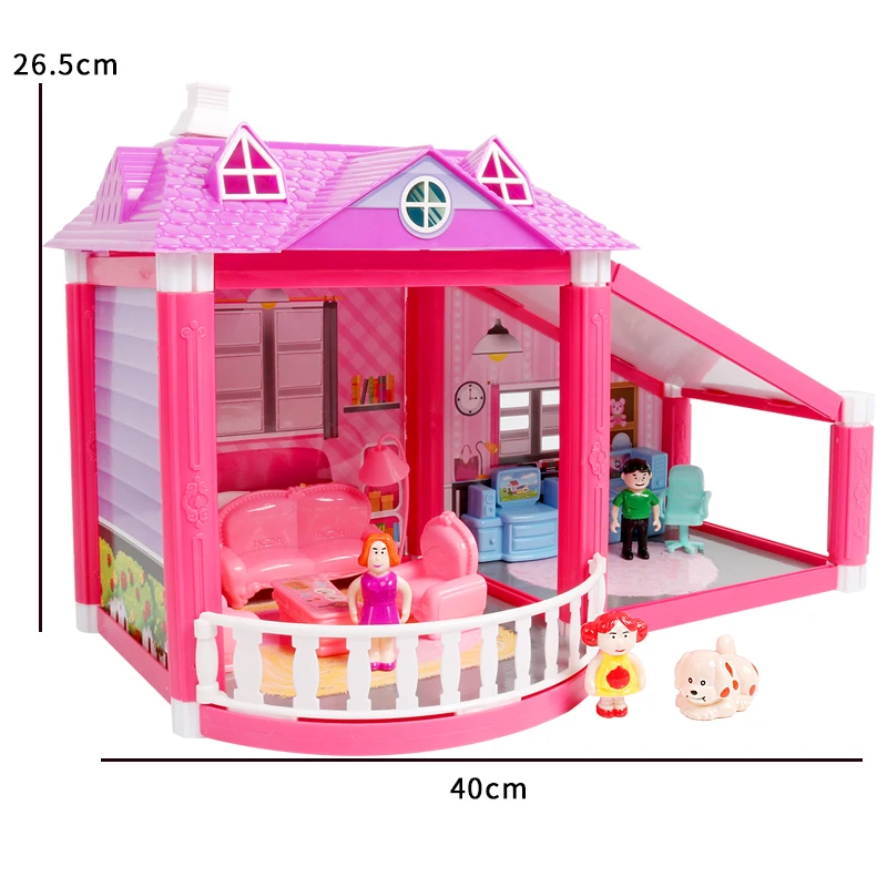 Baby Handmade Family Dollhouse Pretend Play Princess Castle DIY Assemble Villa Doll House With Miniature Furnitures Toys Gifts