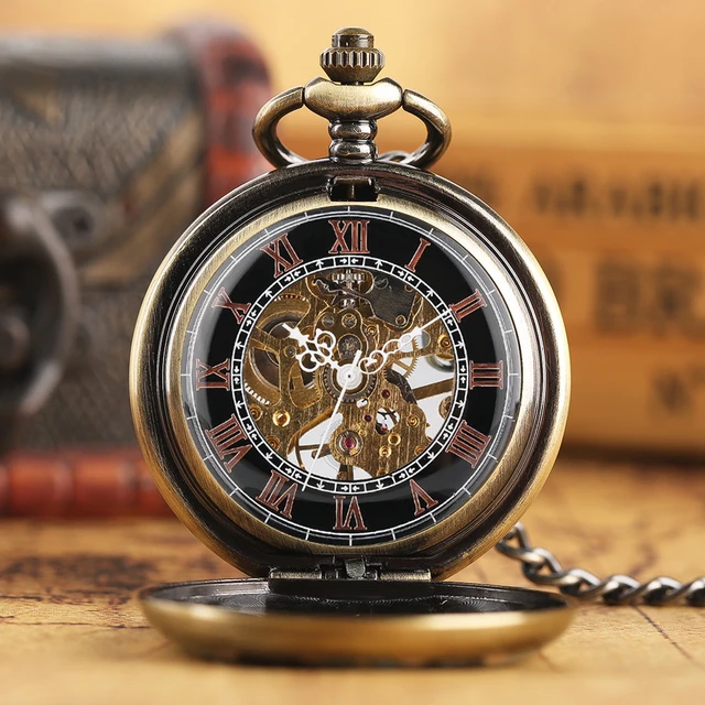 Reloj de mecánico con diseño de flor epoxi azul/verde, reloj de bolsillo mecánico de bronce, bobinado mano, cazador completo, elegante, Vintage _ - AliExpress Mobile