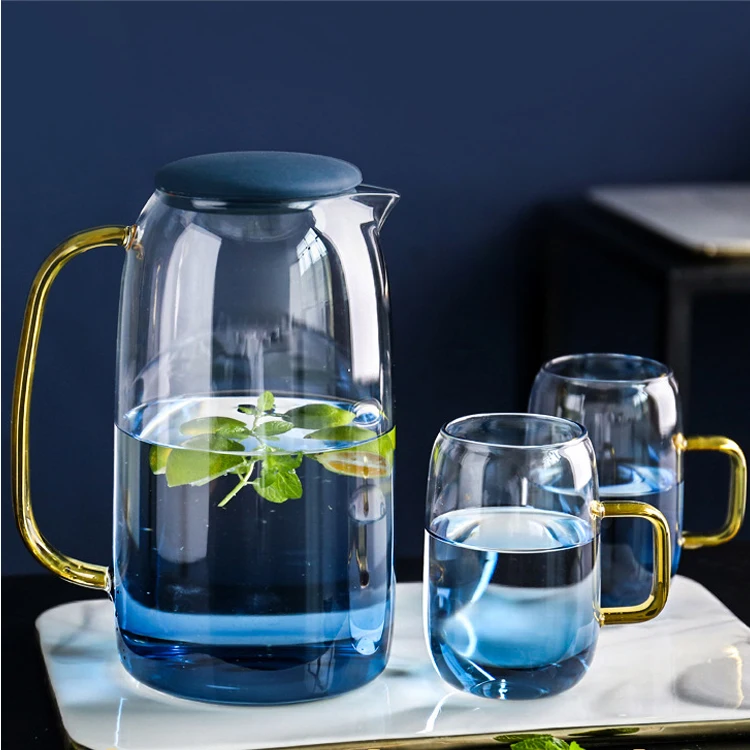 Японский стиль, кувшин для холодной воды, скандинавский бытовой стеклянный чайник, термостойкий холодный большой емкости, Набор чашек для воды